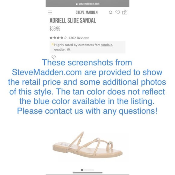 STEVE MADDEN Adriell Strappy Slide Sandal w/ Gold Toe Ring Accent 8 US Blue - Picture 7 of 10